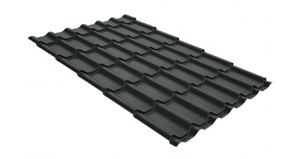 Металлочерепица классик GL 0,5 GreenCoat Pural Matt RR 23 темно-серый (RAL 7024 мокрый асфальт) купить в Печоре