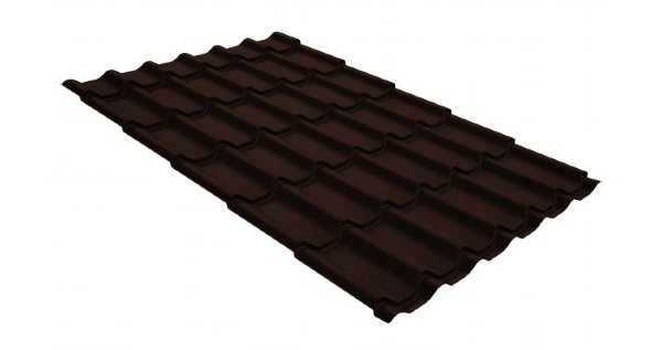 Металлочерепица классик GL 0,5 GreenCoat Pural Matt RR 887 шоколадно-коричневый (RAL 8017 шоколад) купить в Печоре