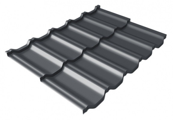 Металлочерепица модульная Квинта Uno Grand Line c 3D резом 0,5 Satin Мatt RAL 7024 мокрый асфальт купить в Печоре