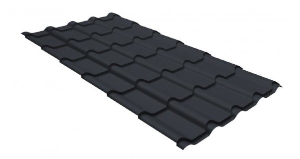 Металлочерепица камея GL 0,5 GreenCoat Pural RR 23 темно-серый (RAL 7024 мокрый асфальт) купить в Печоре