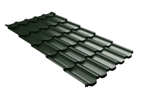 Металлочерепица квинта плюс с 3D резом 0,5 GreenСoat Pural Matt RR 11 темно-зеленый (RAL 6020 хромовая зелень) купить в Печоре