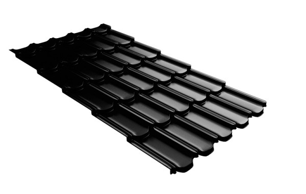 Металлочерепица квинта плюс с 3D резом 0,5 GreenСoat Pural Matt RR 33 черный (RAL 9005 черный) купить в Печоре