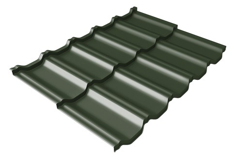 Металлочерепица модульная Квинта Uno Grand Line c 3D резом 0,5 GreenСoat Pural Matt RR 11 темно-зеленый (RAL 6020 хромовая зелень) купить в Печоре