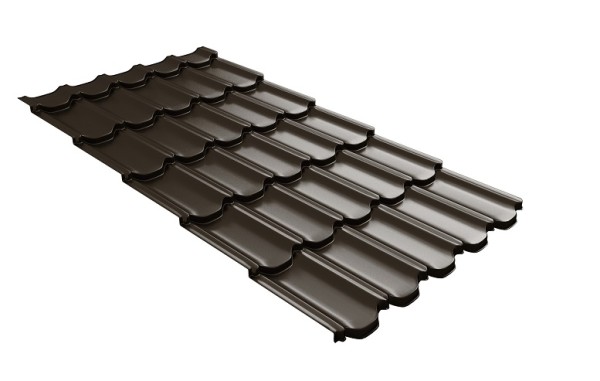 Металлочерепица квинта плюс с 3D резом 0,5 GreenСoat Pural RR 32 темно-коричневый (RAL 8019 серо-коричневый) купить в Печоре