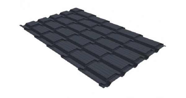Металлочерепица GL квадро профи 0,5 GreenCoat Pural RR 23 темно-серый (RAL 7024) мокрый асфальт купить в Печоре