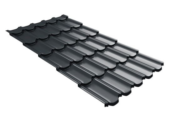 Металлочерепица квинта плюс с 3D резом 0,5 Satin RAL 7016 антрацитово-серый купить в Печоре