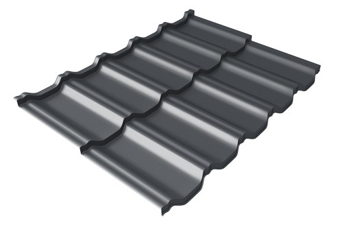 Металлочерепица модульная Квинта Uno Grand Line c 3D резом 0,45 Drap RAL 7024 мокрый асфальт купить в Печоре