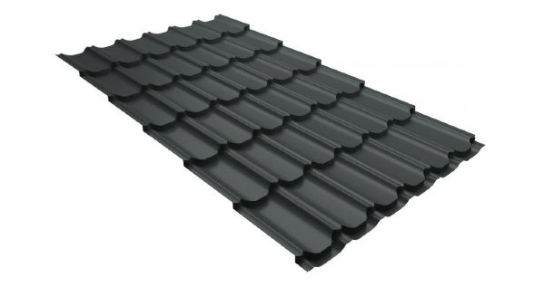 Металлочерепица квинта плюс 0,5 GreenCoat Pural RR 23 темно-серый (RAL 7024 мокрый асфальт) купить в Печоре